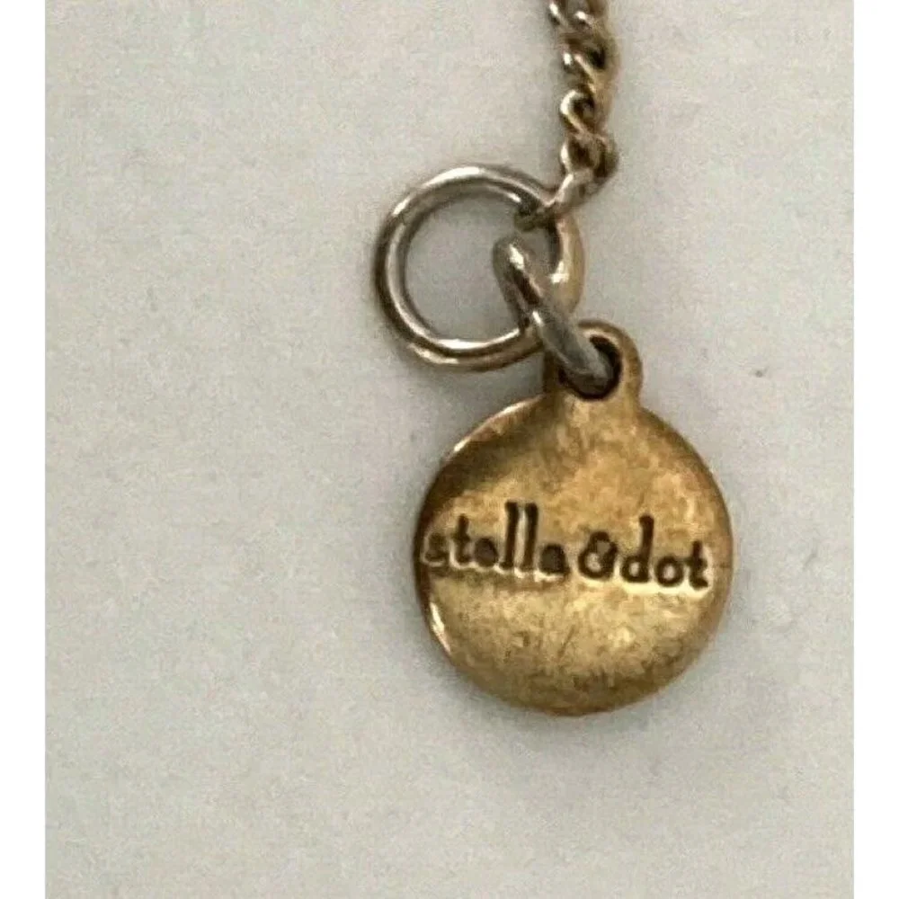 Stella & Dot Avalon Necklace Gold Tone Crescent Pendant Open Work Adjustable